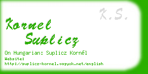 kornel suplicz business card